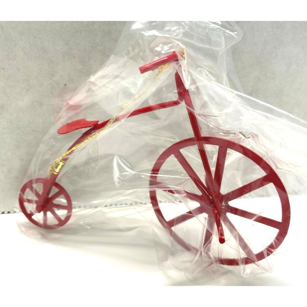 Penny Farthing Bike Christmas Tree Ornament Red Bike Vintage Taiwan 4"